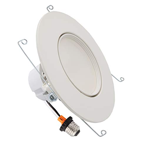 Maxxima 11 Watt 6"-Inch Rotatable 850 Lumens Led Retrofit Downlight Gimbal Plastic Trim Neutral White 4000K Dimmable, Energy Star #TOP1