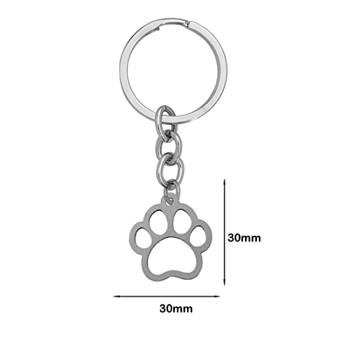 Image of M Men Style Personalised Dog Paw Print Silver Stainless Steel Keychain For Men And Women LCK061