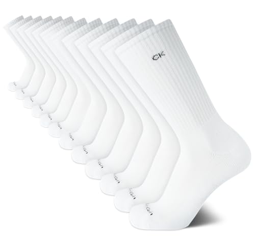 Calvin Klein Mens Crew Socks - 12 Pack Soft Stretch Breathable Athletic Socks for Men for Sports and Running (Size 7-12)