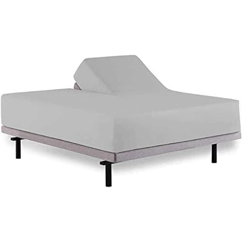 Flex Top King Sheets for Sleep Number Bed, 4 Pcs Split King Sheets Sets for Adjustable Beds - Split Head Flex Top Sheet Sets,Half Split King Sheets to Fit Upto 16 Inch Deep, Silver,34 Split-King Cover