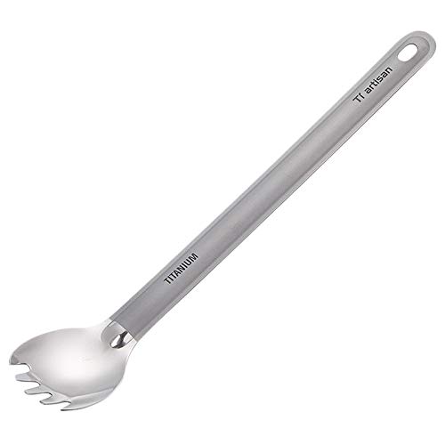 Sandis Titanium Long Handle Spork With Polished Bowl Outdoor Camping Cooking Utensils