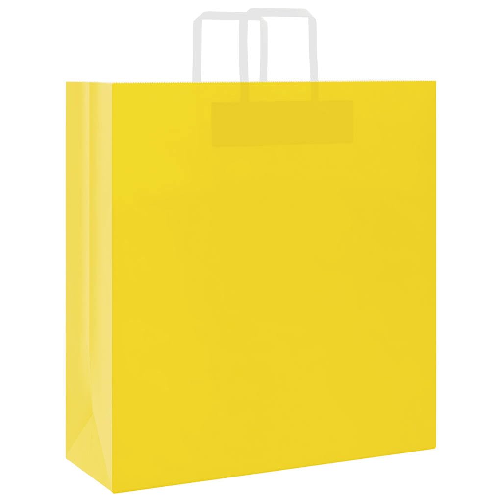Sacchetti di carta 250 pezzi con manici gialli 45 x 17 x 48 cm