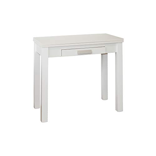 Mesa de Cocina - Modelo HENA - Color Blanco/Blanco - Material MDF/Madera - Medidas 80 x 40/80 x 76 cm