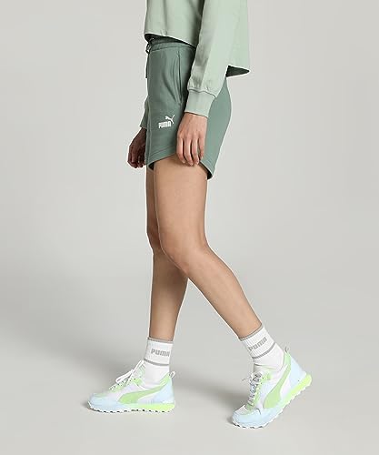 Image of Puma Women's ESS High Waist Shorts | Comfortable Cotton-Blend High Waist Knitted Shorts for Women | Ribbed Waistband | Ideal for Gym, Travel & Everyday Wear