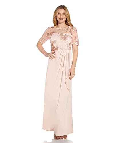 Image of Adrianna Papell Women's Embroidery Crepe Satin Gown