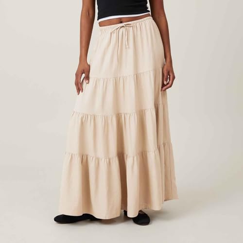Maxi Skirts for Women Tiered Long Skirts Pleated Adjustable Elastic Waist Tie Skirt Fashion A Line Flowy Long Skirt2