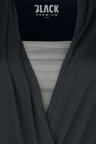 Black Premium By Emp Donna Maglia Nera A Maniche Lunghe Con Nastri Decorativi L - 3