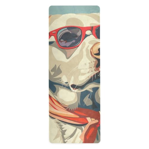 Esterilla de yoga náutica de playa estilo océano Labrador Retriever de color pastel a granel para gimnasio impreso, goma natural antideslizante, bolsa de yoga para tapete para ejercicio 71 x 26