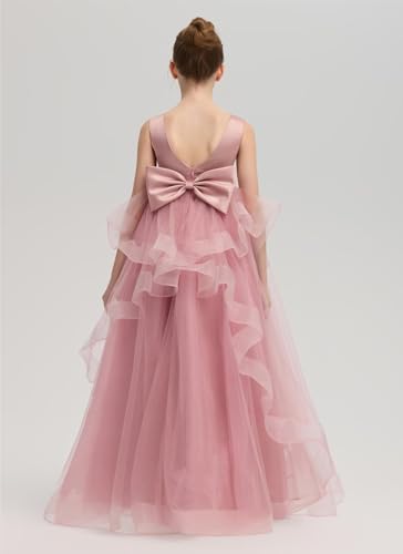 Tiered Tulle Flower Girl Dress for Wedding Pearls Beaded Kids Pageant Princess Dress O Neck Party Ball Gowns for Girls4