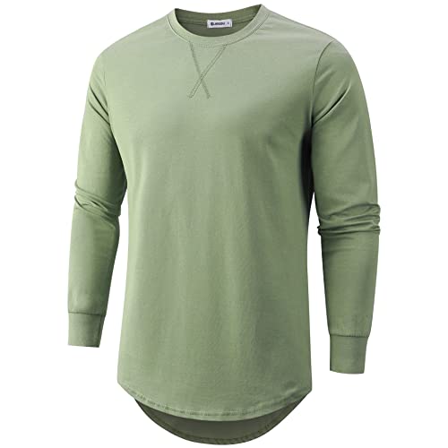 Image of KLIEGOU Men's 100% Cotton Longline T-Shirt, Pre-Shrunk Soft