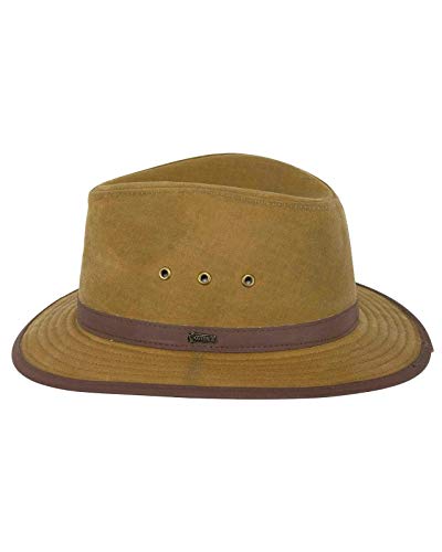 Outback Trading Co. Madison River Mens Fedora Hat Field Tan Cotton Leather