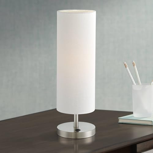 360 Lighting Heyburn Modern Accent Table Lamp with Hotel Style USB and AC Power Outlet in Base 20" High Brushed Nickel Off White Cylinder Shade for Living Room Desk Bedroom House Bedside