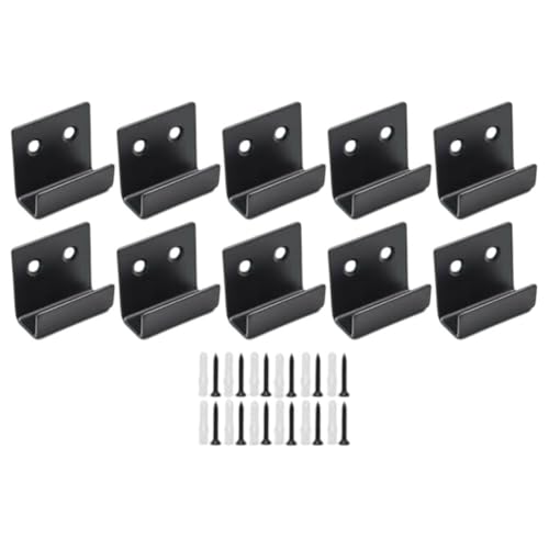 Paquete de 10 clips de espejo resistentes de acero inoxidable y kit para colgar con tornillos y anclajes para un montaje seguro en pared sin marco en baño, dormitorio, sala de estar, negro/plateado