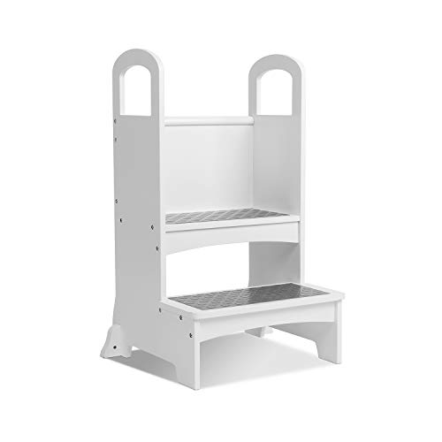 Lauraland Kids Kitchen Step Stool, with Safety Rail-Solid Wood Construction, Kids Step Stool