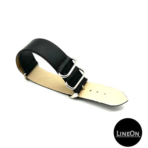 Image of Lineon 22mm Genuine Leather Vintage Style Leather NATO Watch Strap ONE WAY NATO LEATHER STRAP Compatible for Titan Fossil Casio Timex Watch (Tool & Pins Include)