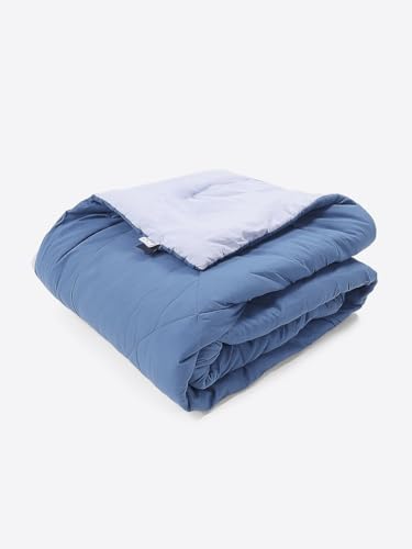 Image of Monte Carlo Polyester Comforter Double Bed | 200 GSM Lightweight & Reversible | Soft Quilt for Mild Winter | Easy Care All Season Comforter (Blue /Grey) | 87 x 94 Inches