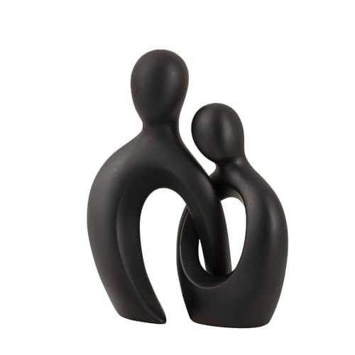 Escultura Abstracta Negra de Pareja Abrazándose