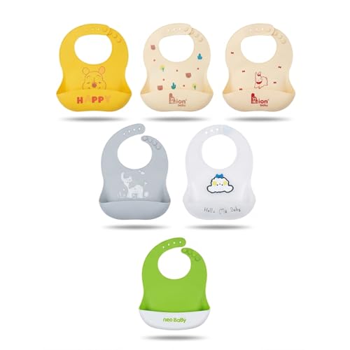 Image of SAFE-O-KID Premium Silicone Baby Bib - Lightweight, Foldable, Non-Toxic Bib with Spill-Proof, Adjustable, Soft, BPA Free Easy-to-Clean Feeding Bib for toddlers - Assorted
