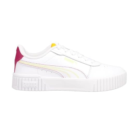 PUMA Tênis feminino Carina 2.0 com costura colorida plataforma casual - branco, Branco, 36