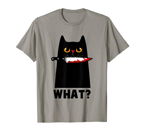 Chat noir avec couteau - Chat noir QUOI? Halloween 2021 T-Shirt