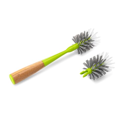 Image of Full Circle Clean Reach - Replaceable Head Refill for Bottle Brush for Deep Cleaning Water Bottles, Baby Bottles, Flasks, Tumblers, Vases, and Kitchen Sink, Green
