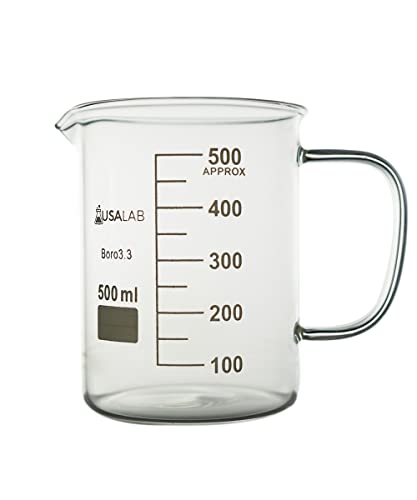 500ML Beaker Mug with Handle Borosilicate 3.3 - USAlab