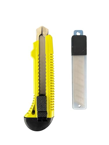 Image of Jon Bhandari Tools 18mm Snap-Off Cutter Knife with 5 Blades - Multipurpose Utility Knife for Paper, Plastic, Cardboard, Crafts & DIY - Lightweight, Sharp Blade, Non-Slip Grip for Precise Cutting