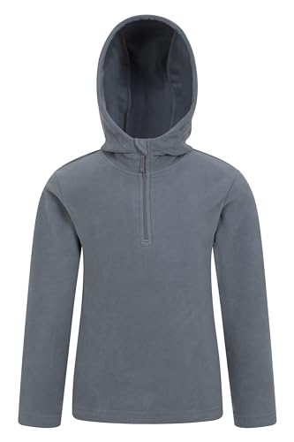 Mountain Warehouse Camber Kids Microfleece Hoodie - Breathable, Lightweight, Anti-Pill & Quick Dry Pullover for Boys & Girls - For Spring Summer & Walking Grey Kids Size 3-4 Years