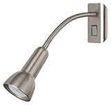 Rabalux 5672 Wandleuchte Anja mit Flexarm aus Metall u. Metall satin chrom L:18cm B:6,5cm H:25cm mit Schalter