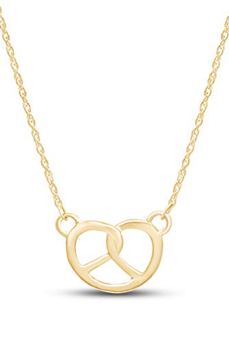 THE JEWEL ZONE Pretzel Pendant Necklace for Women, 14K Gold Over Sterling Silver Minimalist Tiny Pretzel Charm, Dainty Everyday Necklace Jewelry Gift with 18" Chain3