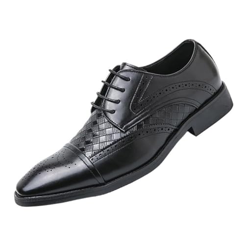 Mens Modern Fashion Oxfords Dress Shoes, Pointed Toe Lace-up Business Derby Classic Tuxedo Shoes