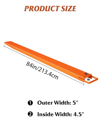 Pallet Forklift Extensions 84" Length 4.5" Width, Heavy Duty Steel Pallet Fork Extension, 1 Pair Fork Extensions for Forklifts, Orange