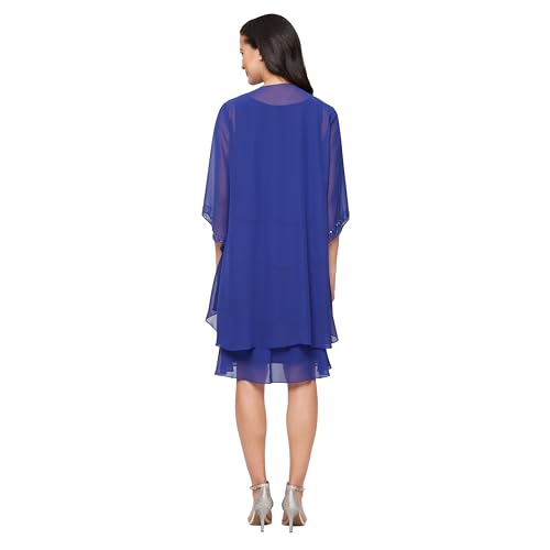 Image of S.L. Fashions Women's Chiffon Mother of the Bride Jacket Dress with Beaded 3 /4 Sleeves and Neckline (Plus Size)