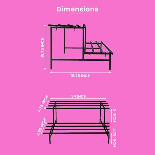 Image of Garden Genie 2-Tier Metal Plant Stand | Heavy Duty Metal Plant Stand for Outdoor Balcony & Indoor Use | Iron Pot Stand for Plants & Garden Use (Black)
