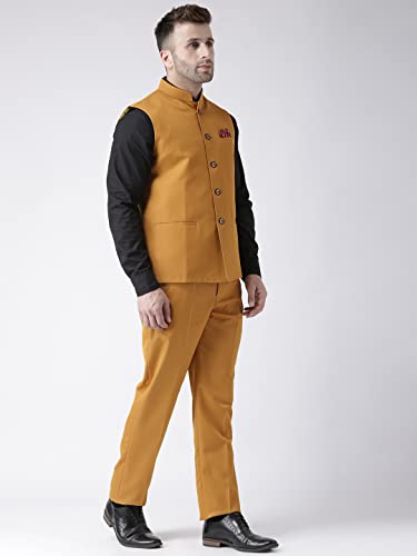 Image of hangup Men's Synthetic Notch Lapel Suit (2BasketTR Mustard 42 Yellow