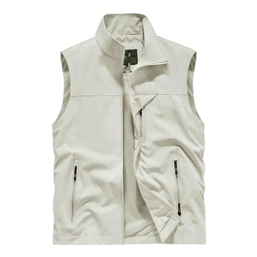 Chaleco de primavera hombre multibolsillos cremallera color liso