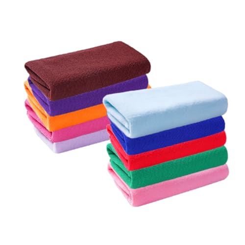 SOPOTUTU 10個 マイクロファイバー ハンドタオル 吸水速乾 抗菌フェード加工 顔用 洗顔クロス 家理容店向け 多用途 ランダムカ ランダムカラー