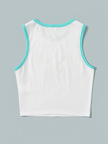 Image of SHENHE Girl's Letter Print Cropped Tank Top Sleeveless Contrast Binding Crop Tops