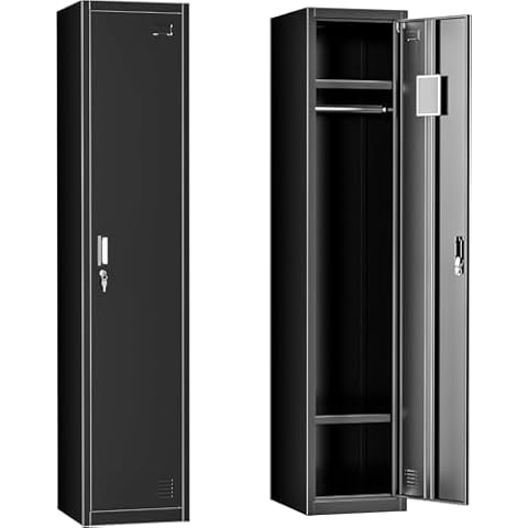 Incbruce Metal Locker Storage Cabinet, Tall Single Door Lockers for Employees, Metal Locker for Home, Office, Gym (Black) Cover