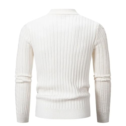 Men's Winter Mock Neck Knitted Sweater - Solid Color Slim Fit Warm Casual Streetwear Pullover3