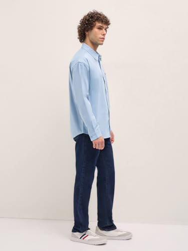 Image of THE BEAR HOUSE Men's Cream Relaxed Fit Cotton Shirt