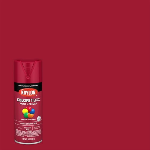 Image of Krylon K05511007 COLORmaxx Spray Paint and Primer for Indoor /Outdoor Use, Gloss Cherry Red 12 Ounce (Pack of 1)