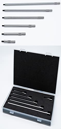 LLDSIMEX Dial & Electronic Indicator Extension Stem Rod Set 6 Piece 1", 2", 3", 4", 5", 6" Combine to 0-21" Include Plastic Case