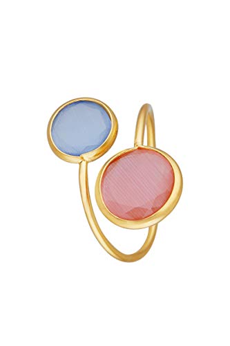 Córdoba Jewels | Anillos en Plata de Ley 925 bañada en Oro con diseño Doble Gran Dolce Bicolor Calcedonia & Rosa Gold