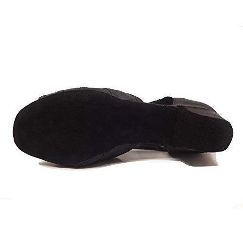 Low Heel Women Ballroom Dance Shoes Salsa Batchata Social Beginner Practice Wedding Dancing 1.5'' Heels Yt04(7.5, Black) #TOP4