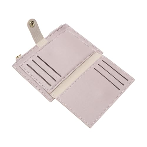 1Pcs Simple Wallet Short Snap & Zip Card Holder PU Leather Purple 13.5x9cm3