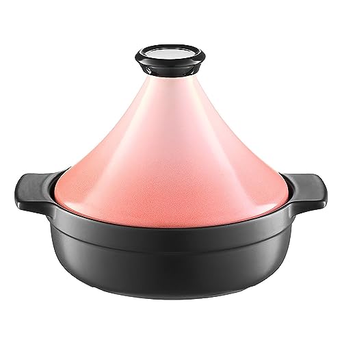 Marmite à tajine marocaine rose en fonte émaillée antiadhésive pour soupe