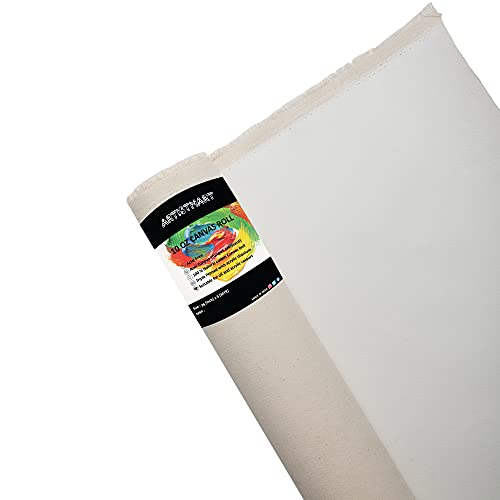 ARTISTMART Painting Drawing and Sketch Accessories Primed Painting Canvas Roll (36" x 5 MTR, 10 Oz. (White))