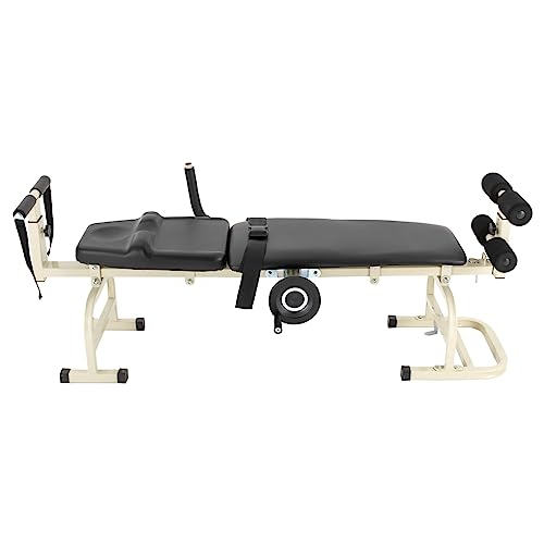 Inline Back Stretch Bench with Cervical Traction, Lumbar Traction Device Spinal Decompression, Inline Back Stretch Spine Lumbar Inversion Table, Traction Bed Therapy Massage Table for Cervical Spine