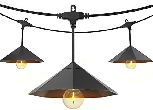 LED Outdoor String Lights, 24 Feet Cafe Lights Patio String Lights Outdoor Waterproof with 12 G50 Bulbs, Bistro Lights Hanging Lights for Porch Backyard Party Garden Gazebo Deck Lights Balcony Decor